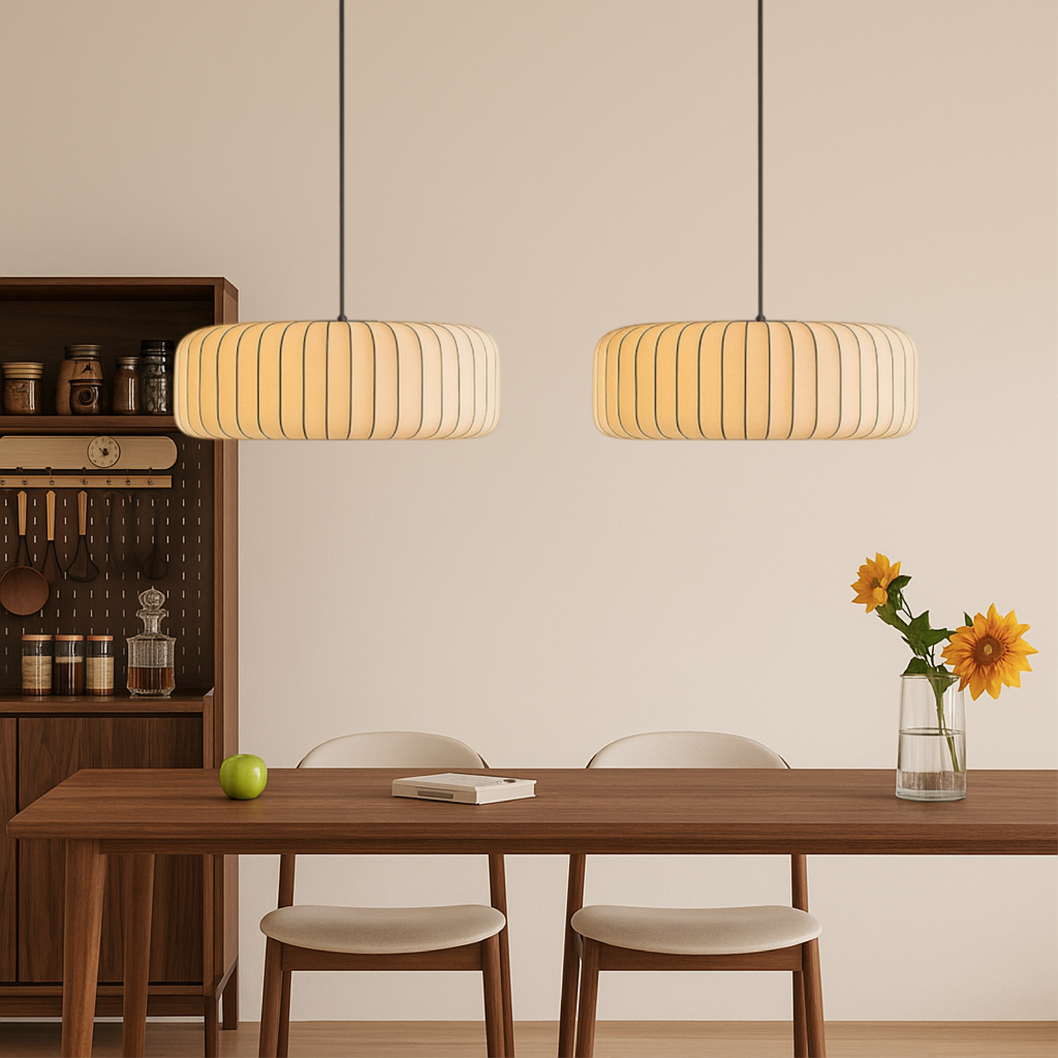 Modern Ribbed Silk Pendant Lamp