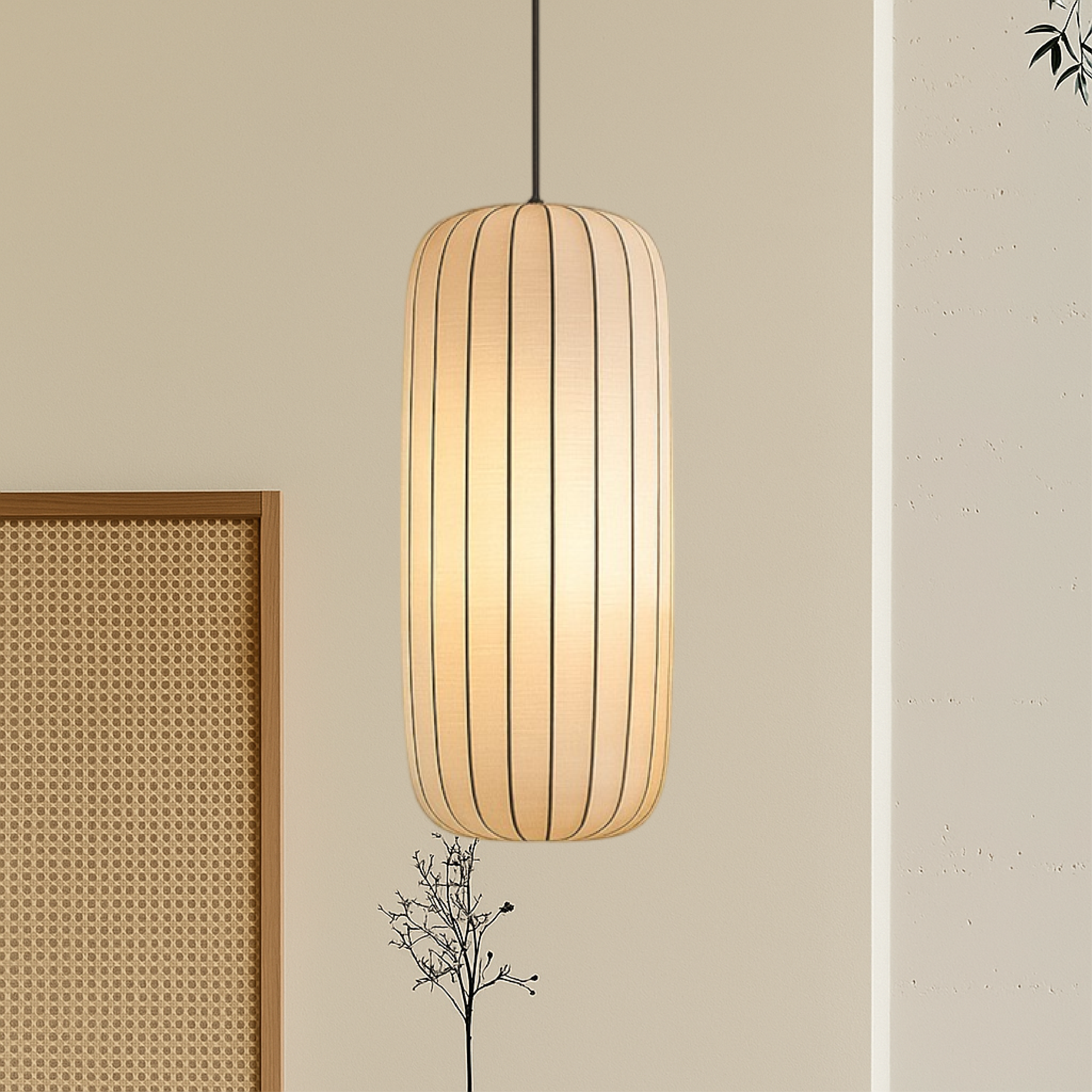 Modern Ribbed Silk Pendant Lamp