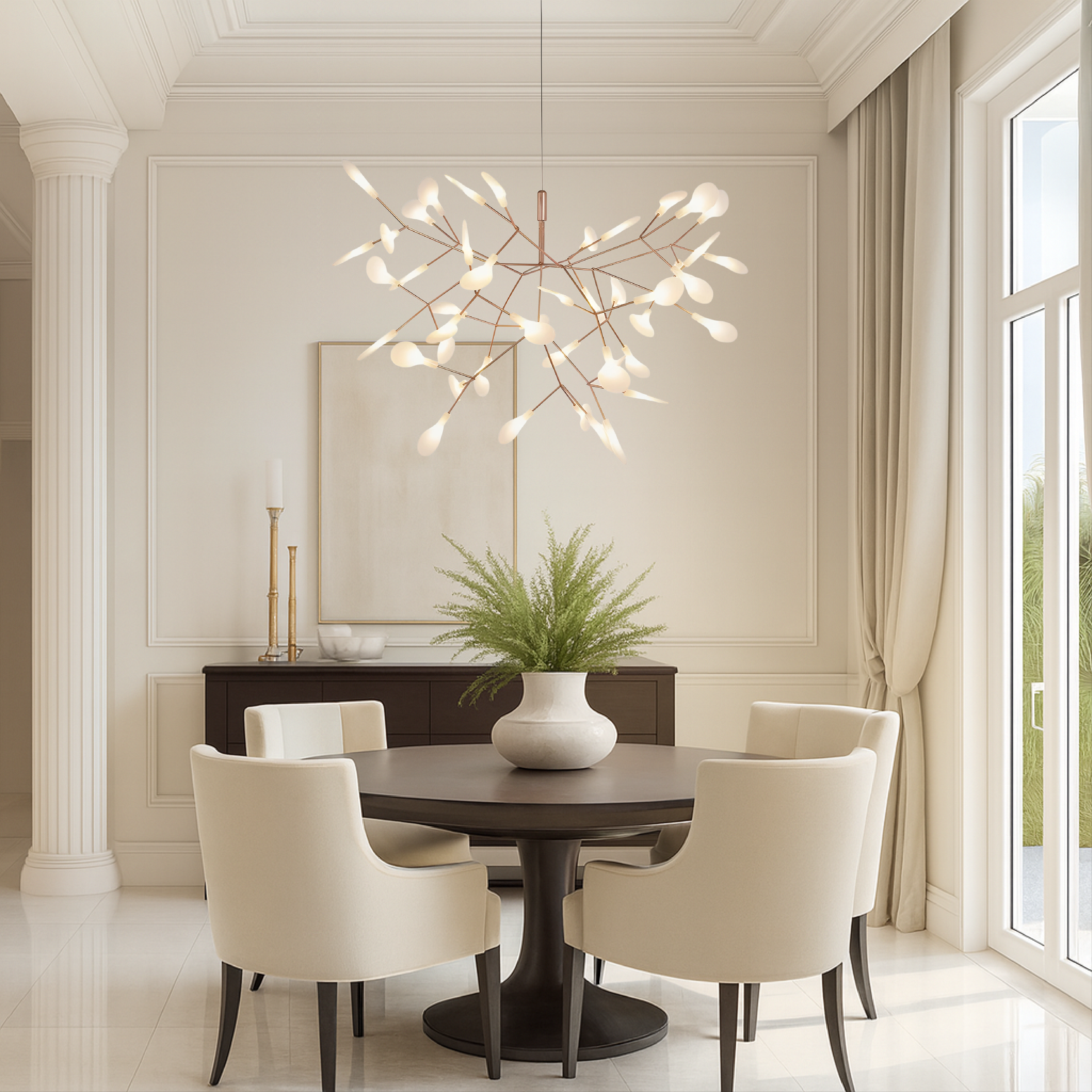 Modern Rose Gold Firefly Chandelier