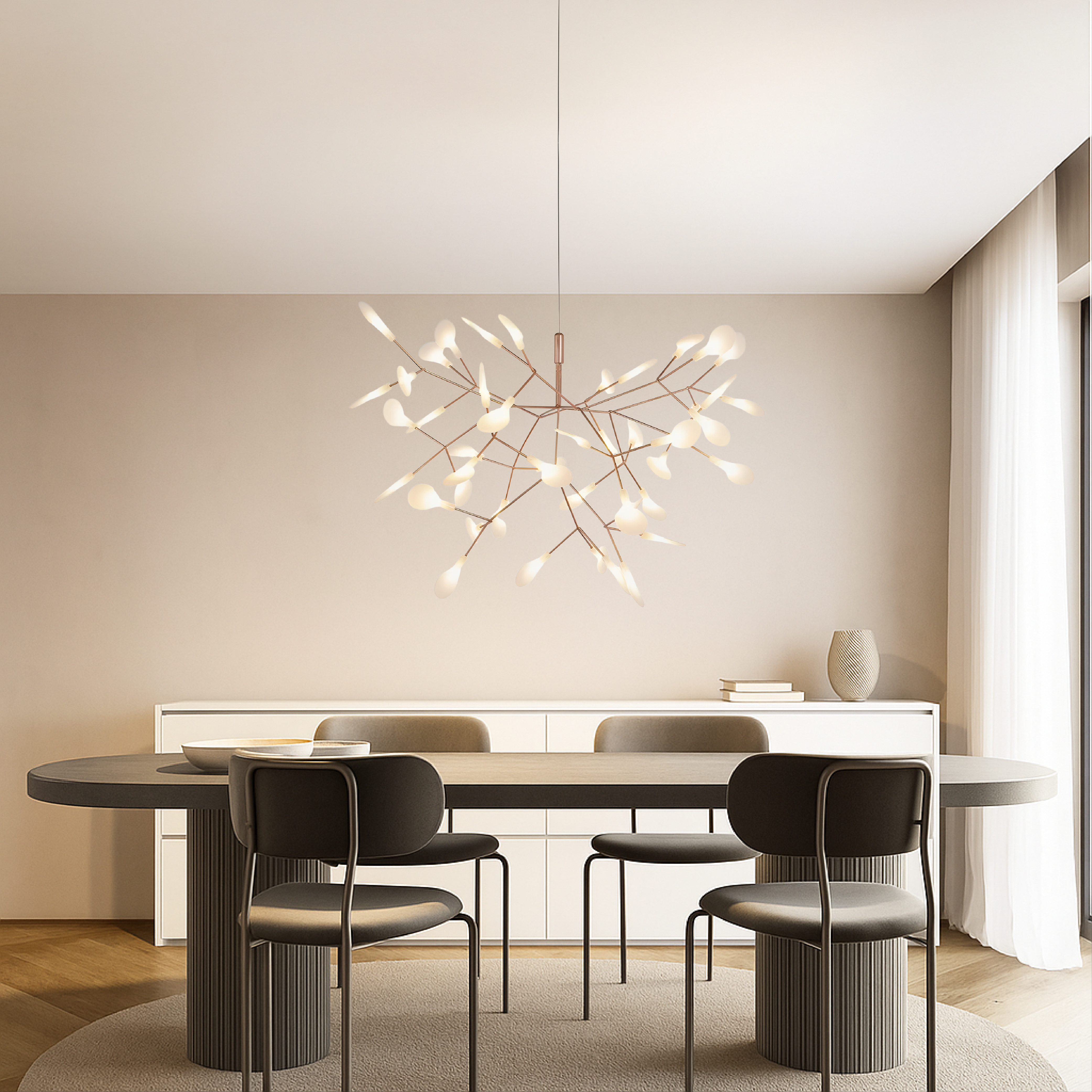 Modern Rose Gold Firefly Chandelier