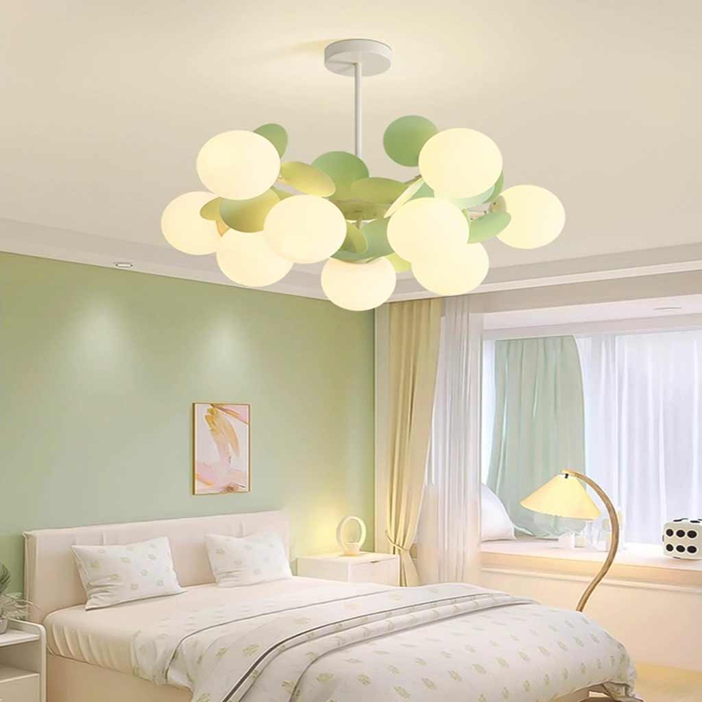 Modern ceiling light with multiple opal glass spheres