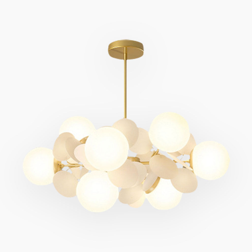 Modern ceiling light with multiple opal glass spheres