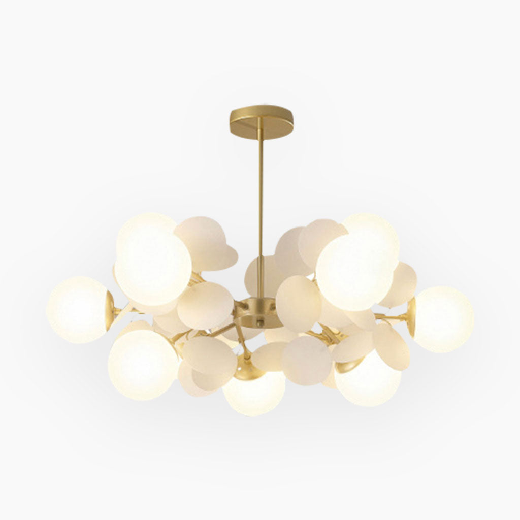 Modern ceiling light with multiple opal glass spheres