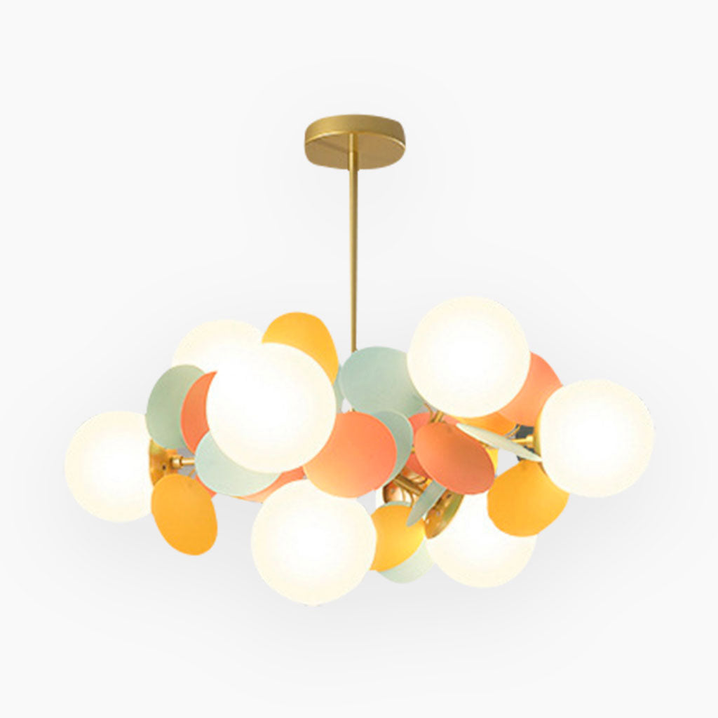 Modern ceiling light with multiple opal glass spheres