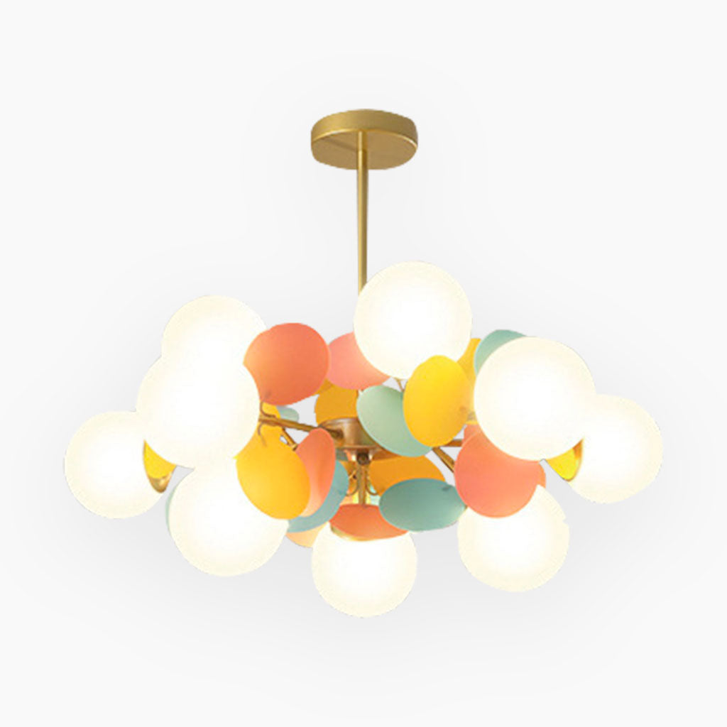 Modern ceiling light with multiple opal glass spheres