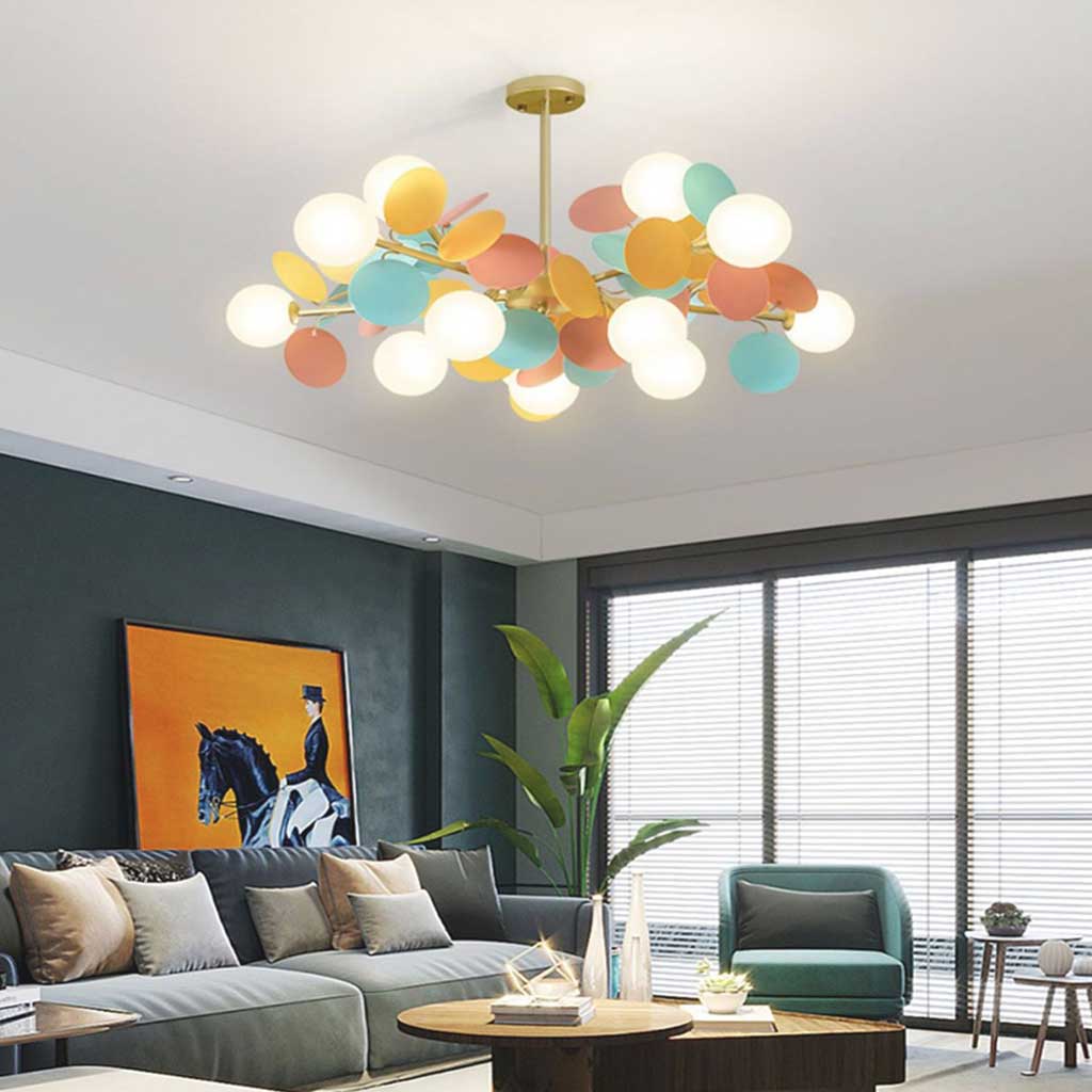 Modern ceiling light with multiple opal glass spheres