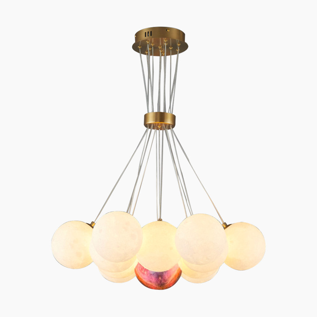 Cluster Glass-Look Globe Chandelier with Multiple Round Shades