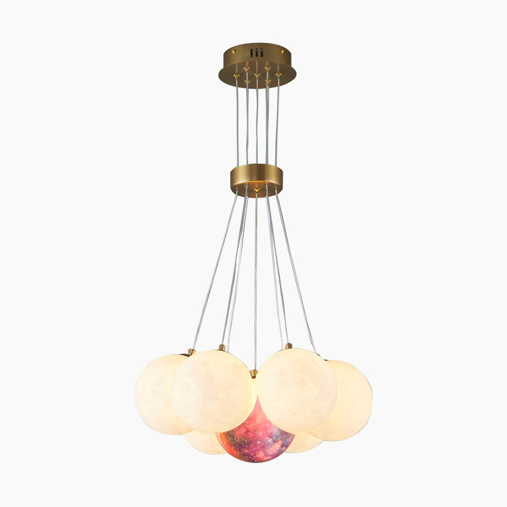 Cluster Glass-Look Globe Chandelier with Multiple Round Shades