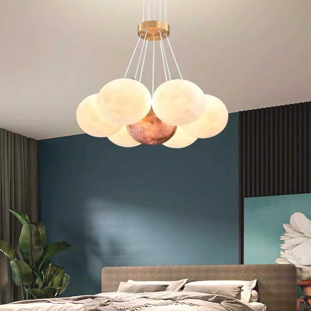 Cluster Glass-Look Globe Chandelier with Multiple Round Shades