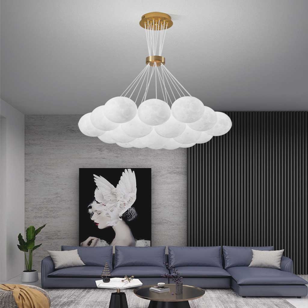 Cluster Glass-Look Globe Chandelier with Multiple Round Shades