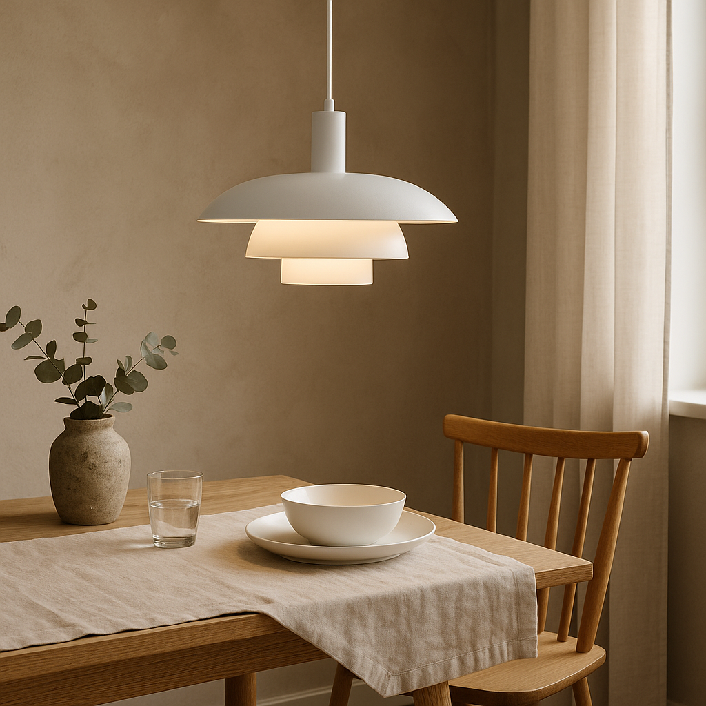 Multi tier ceiling pendant lamp with wide dome shade