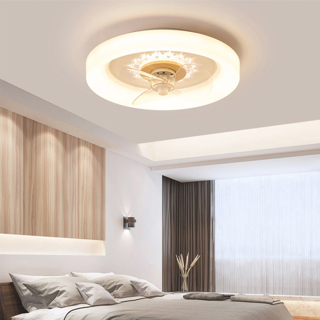 Flush Mount Drie Bladen Plafondventilator met LED Ring