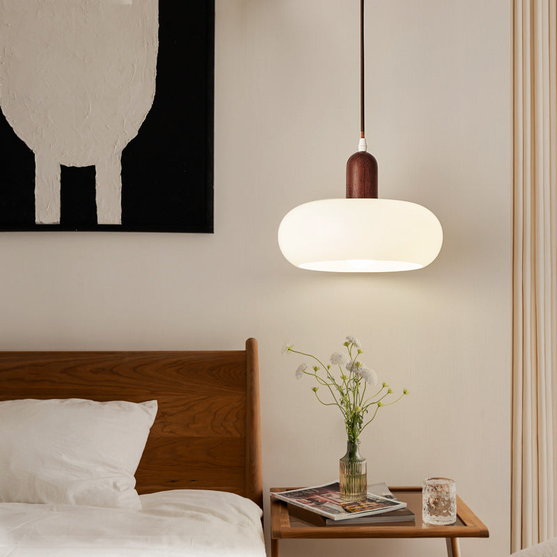 Nordic Cream pendant light with wooden cap