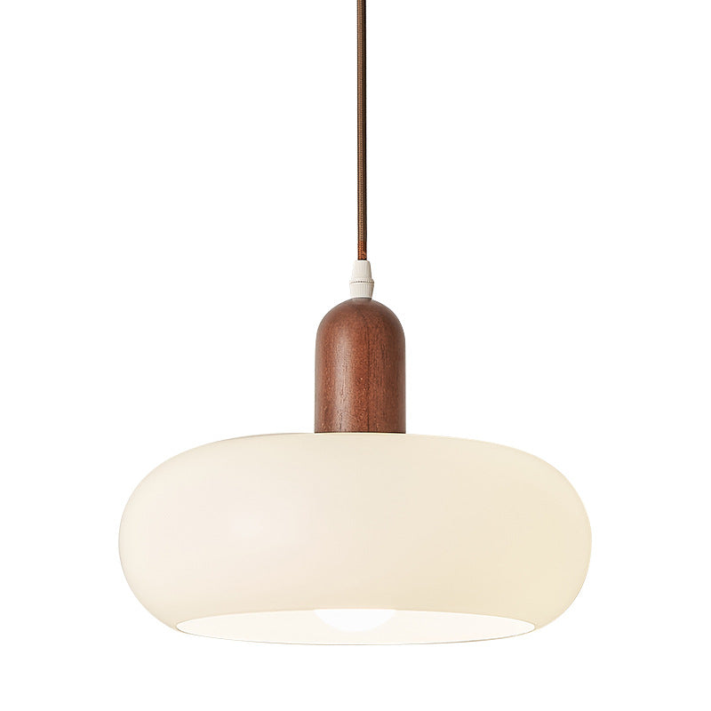 Nordic Cream pendant light with wooden cap