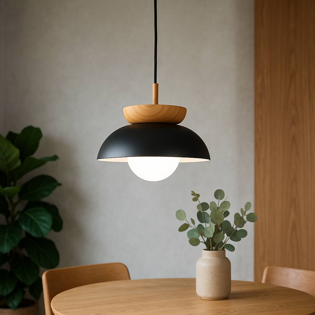 Nordic Wooden Dome Pendant Light