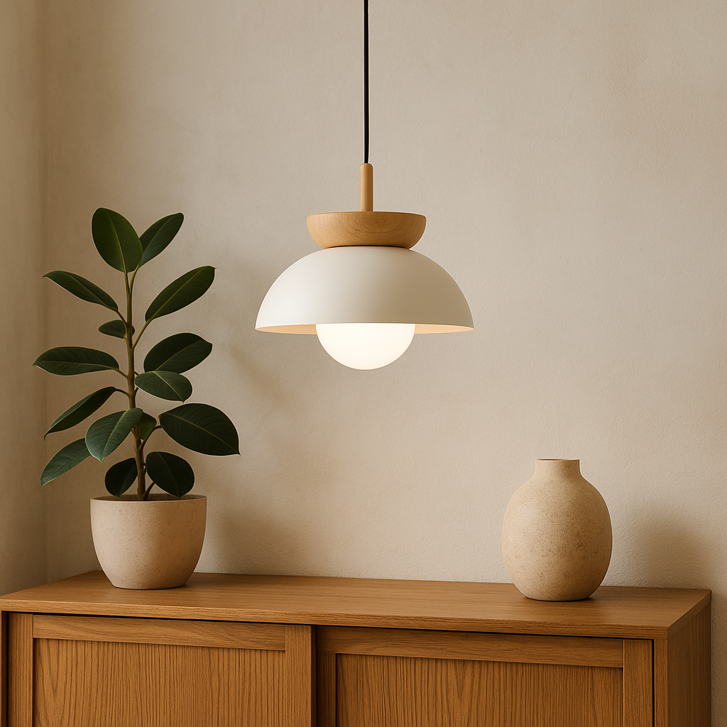 Nordic Wooden Dome Pendant Light