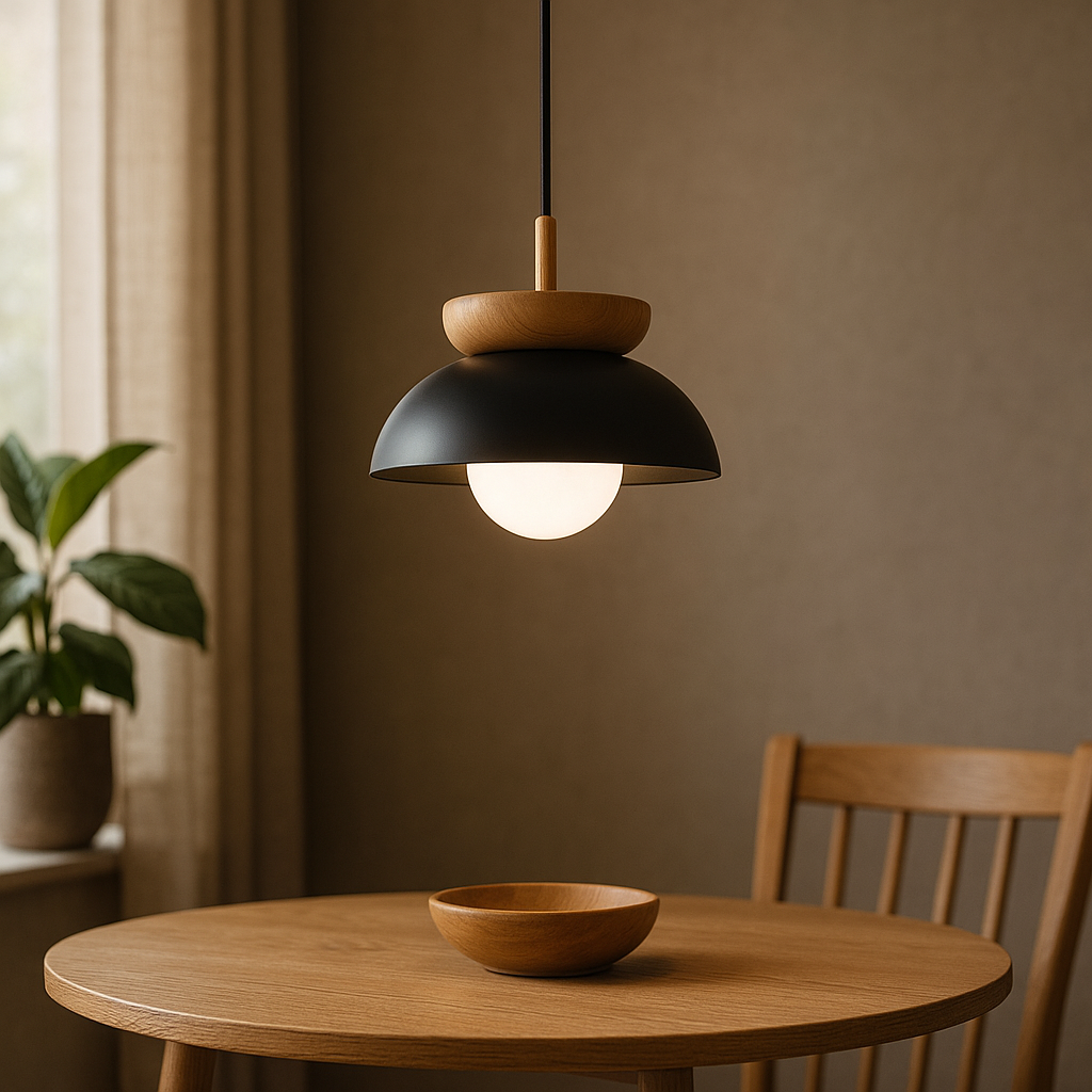Nordic Wooden Dome Pendant Light