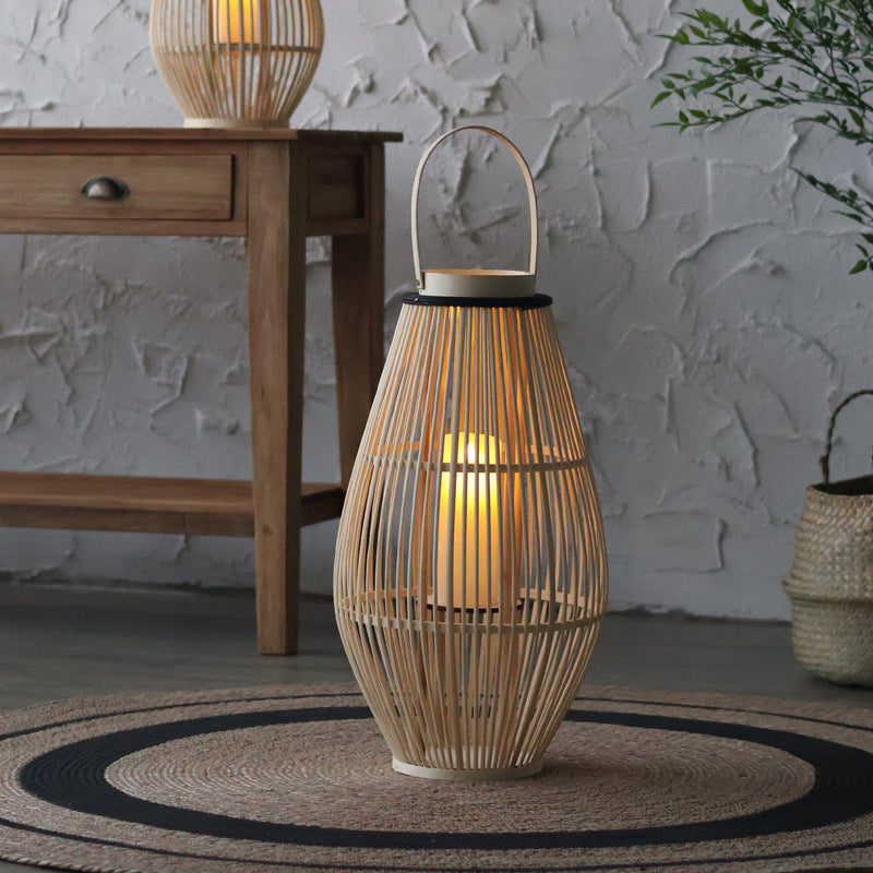 Rattan Floor Lantern Candle Lamp