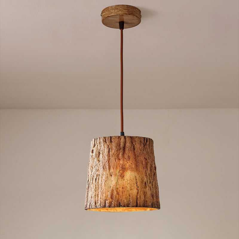 Rustic Tree Trunk Pendant Lamp
