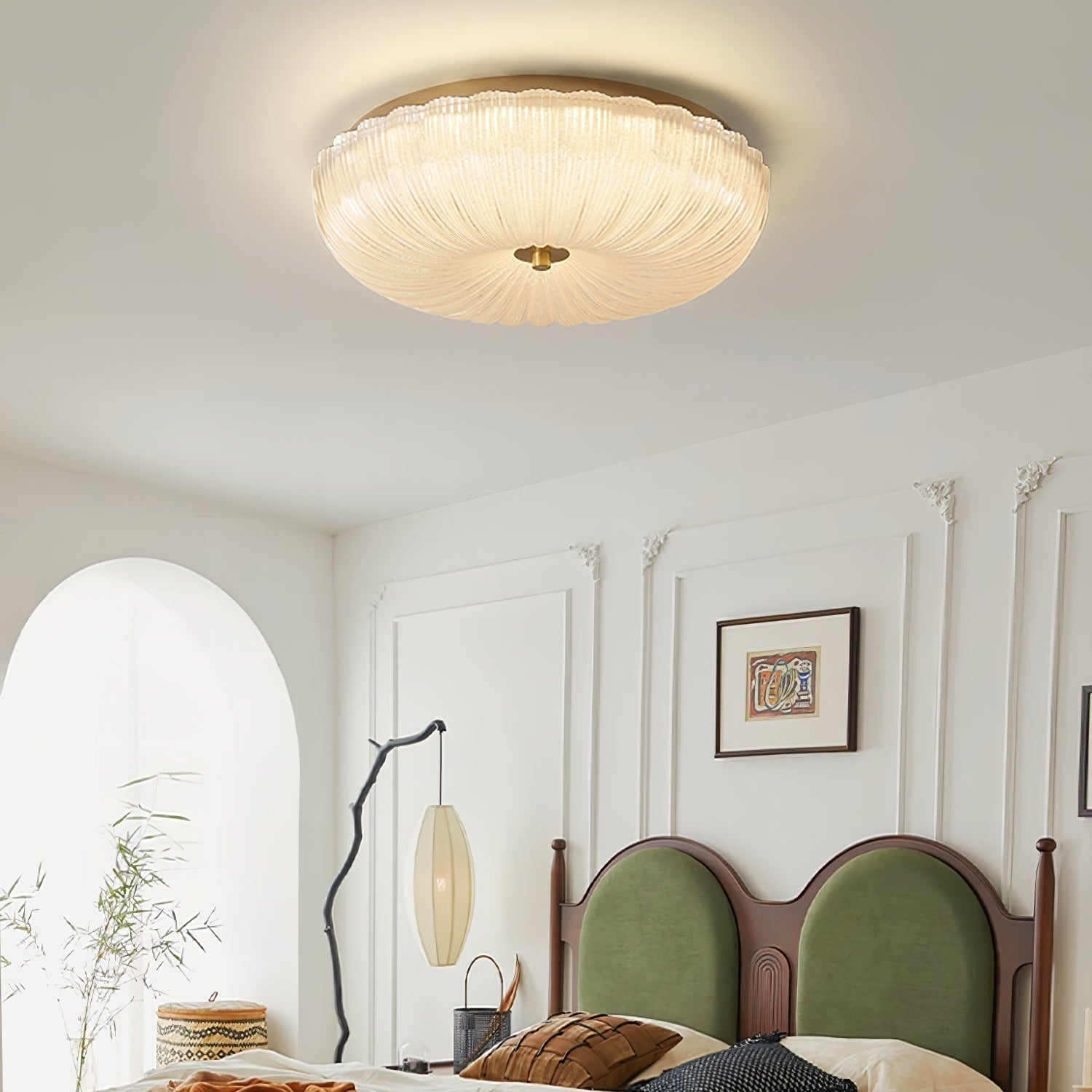 Rippled Glass Flush Mount Ceiling Light