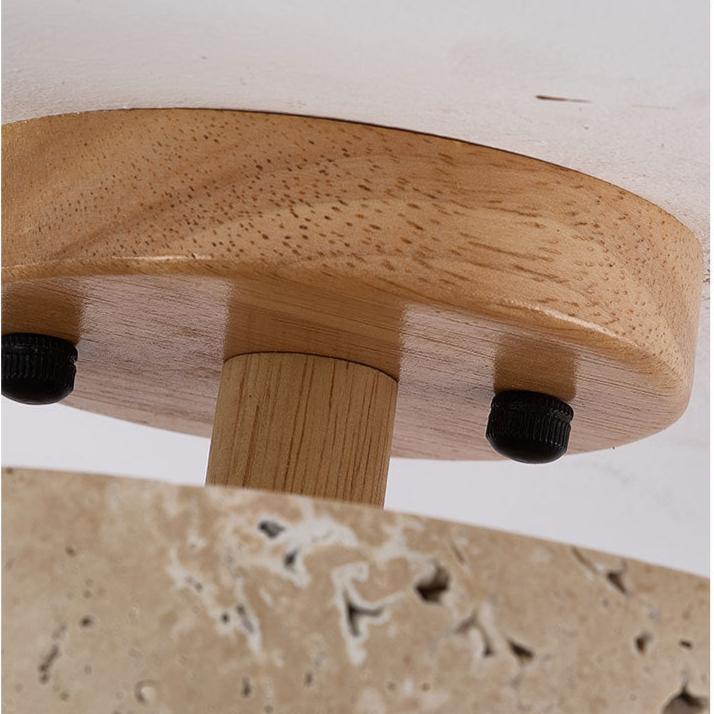 Round Travertine LED Ceiling Light with Wooden Mount