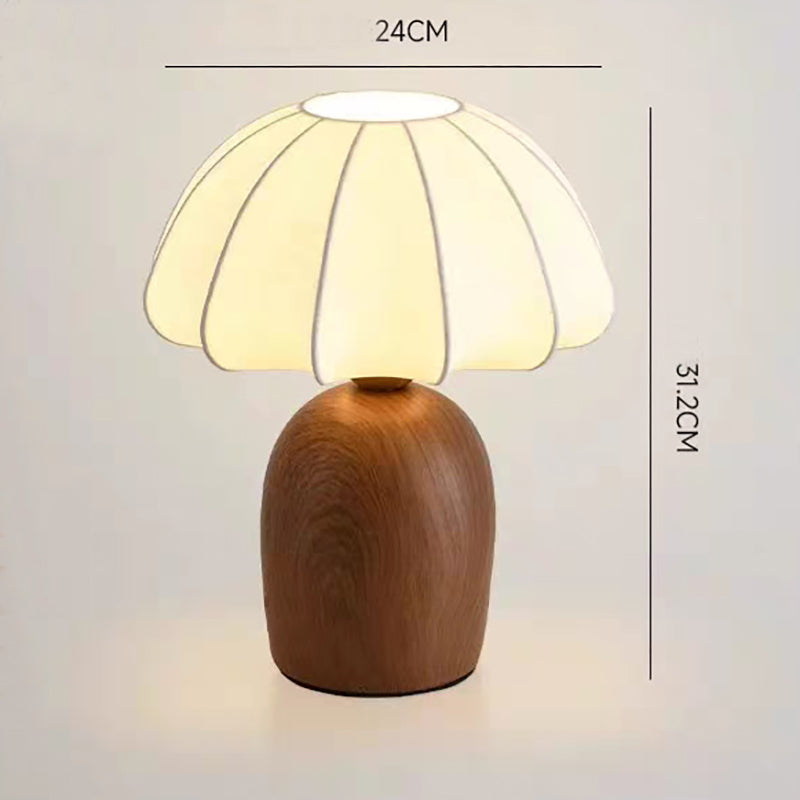 Lampe de chevet rétro en céramique avec abat-jour plissé en lin