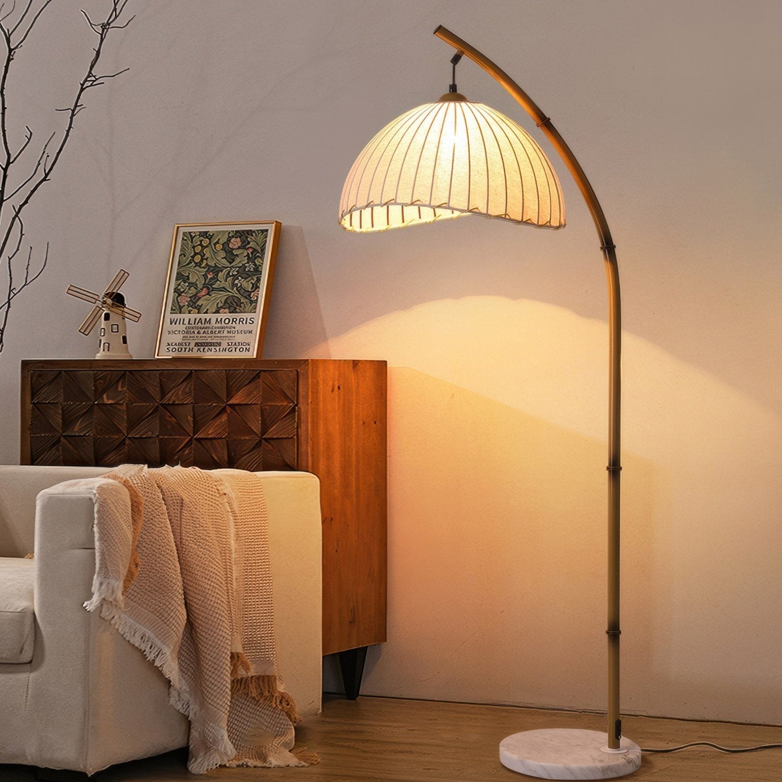 Aesthetic Curved Bamboo Floor Lamp