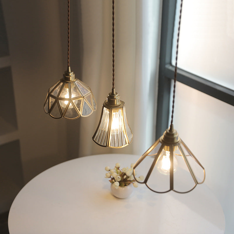 Vintage Geometric Glass Pendant Light