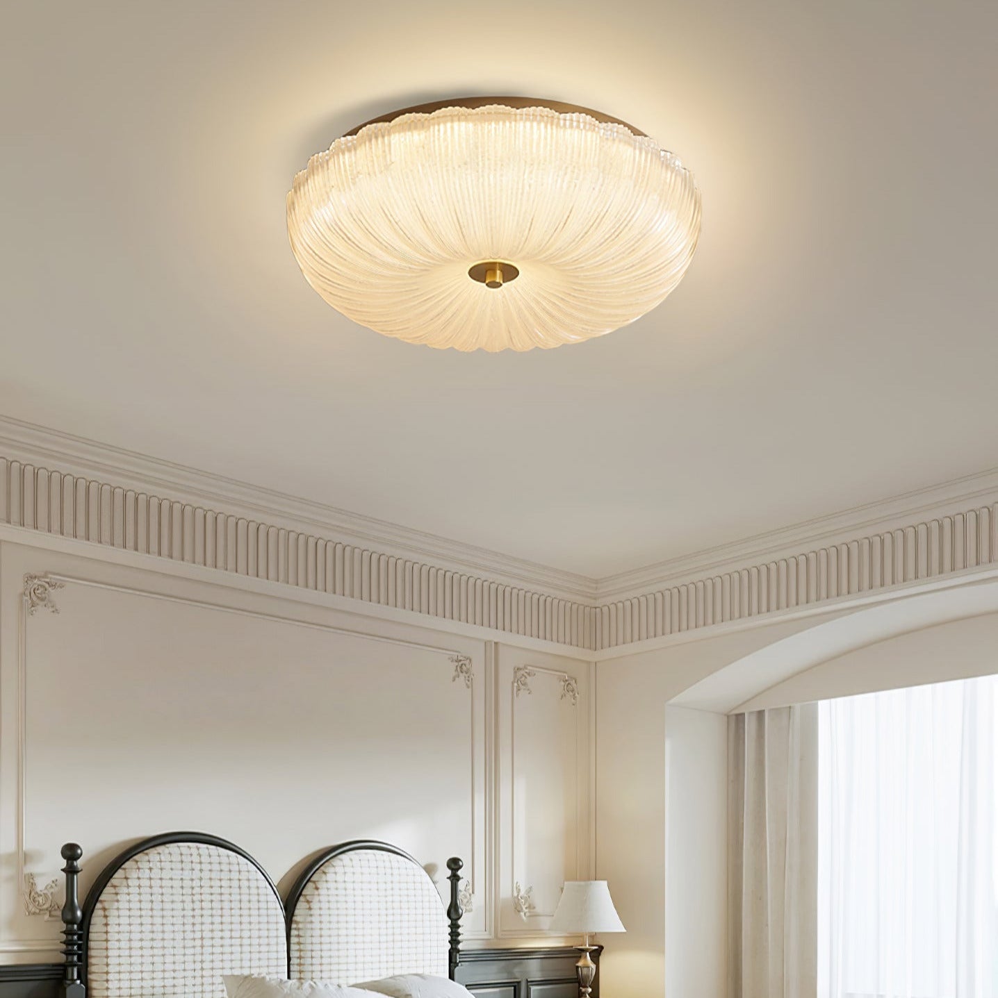 Rippled Glass Flush Mount Ceiling Light