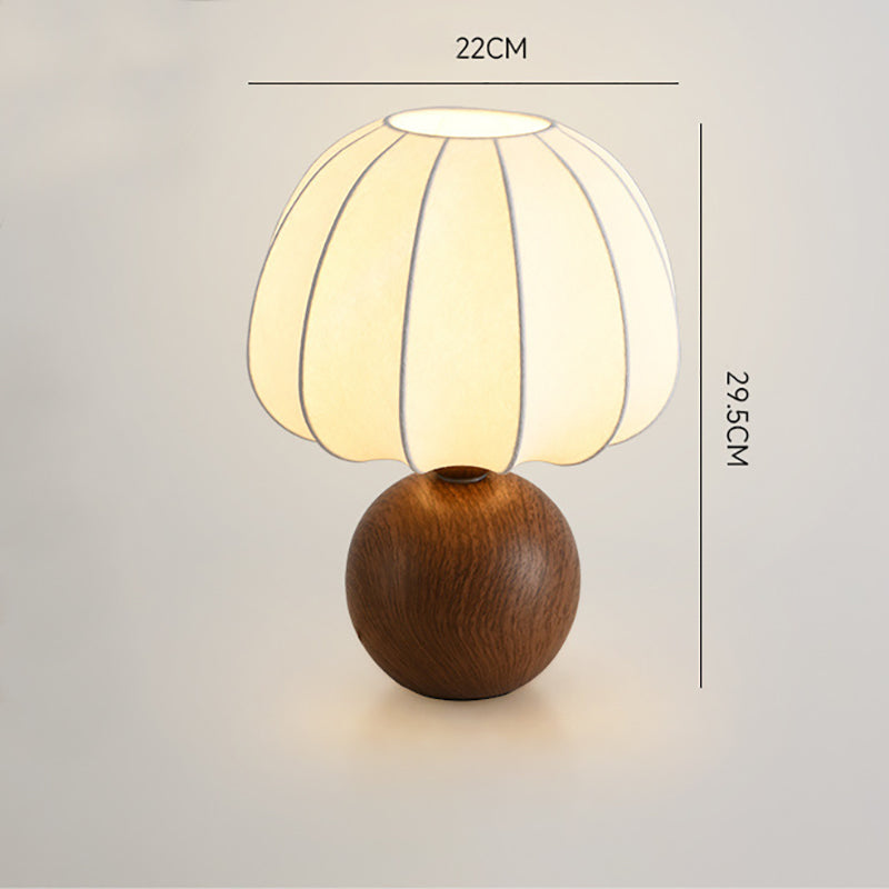 Lampe de chevet rétro en céramique avec abat-jour plissé en lin