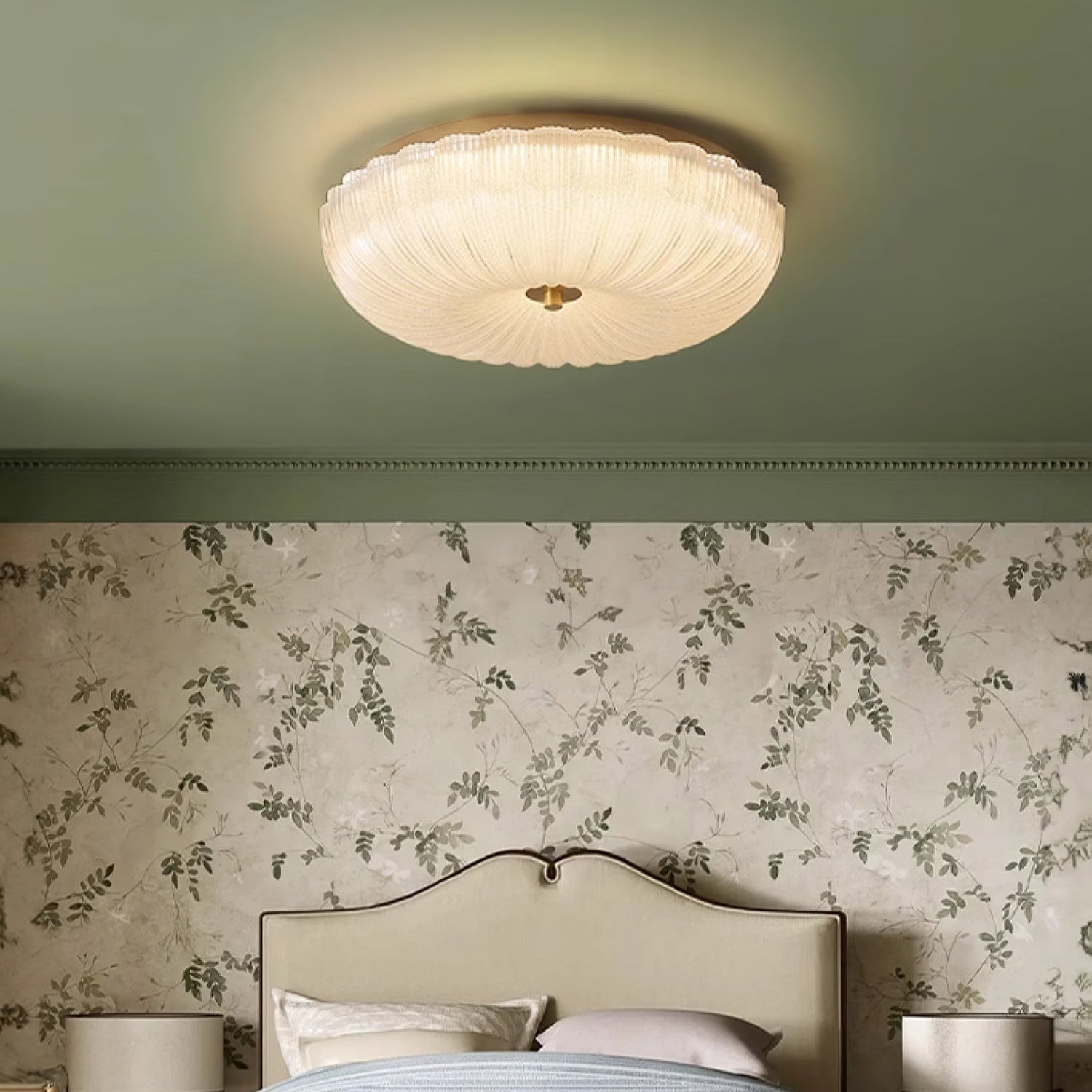 Rippled Glass Flush Mount Ceiling Light