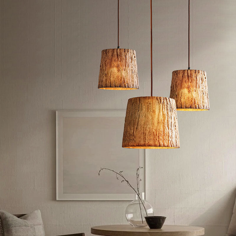 Rustic Tree Trunk Pendant Lamp
