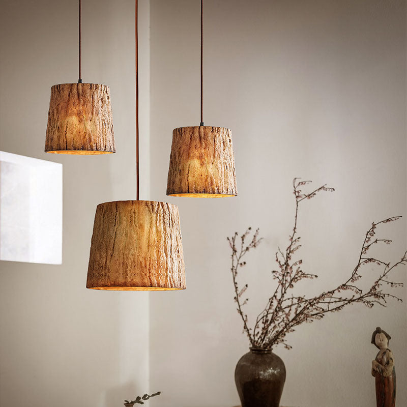 Rustic Tree Trunk Pendant Lamp