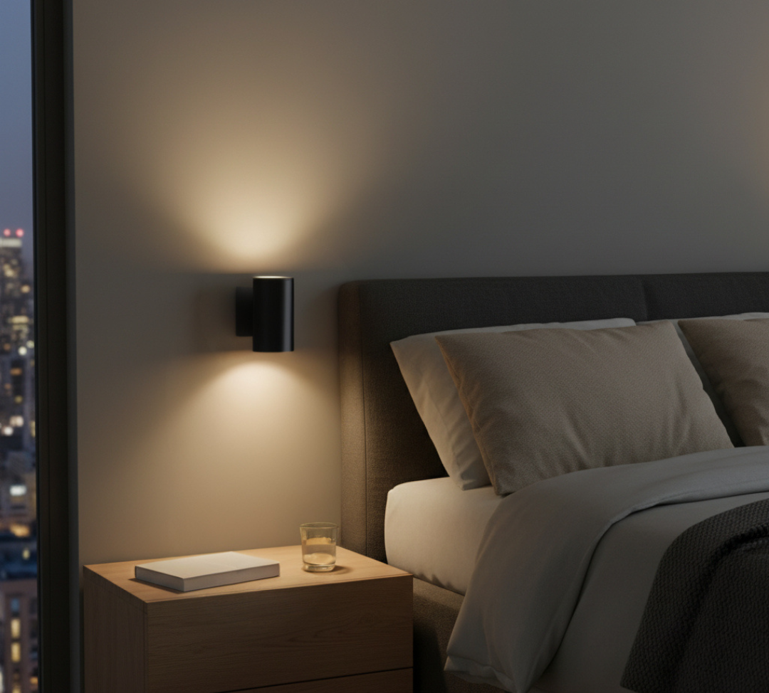 Inplugbare Wandlamp Met Cilindrische Kop Zwart