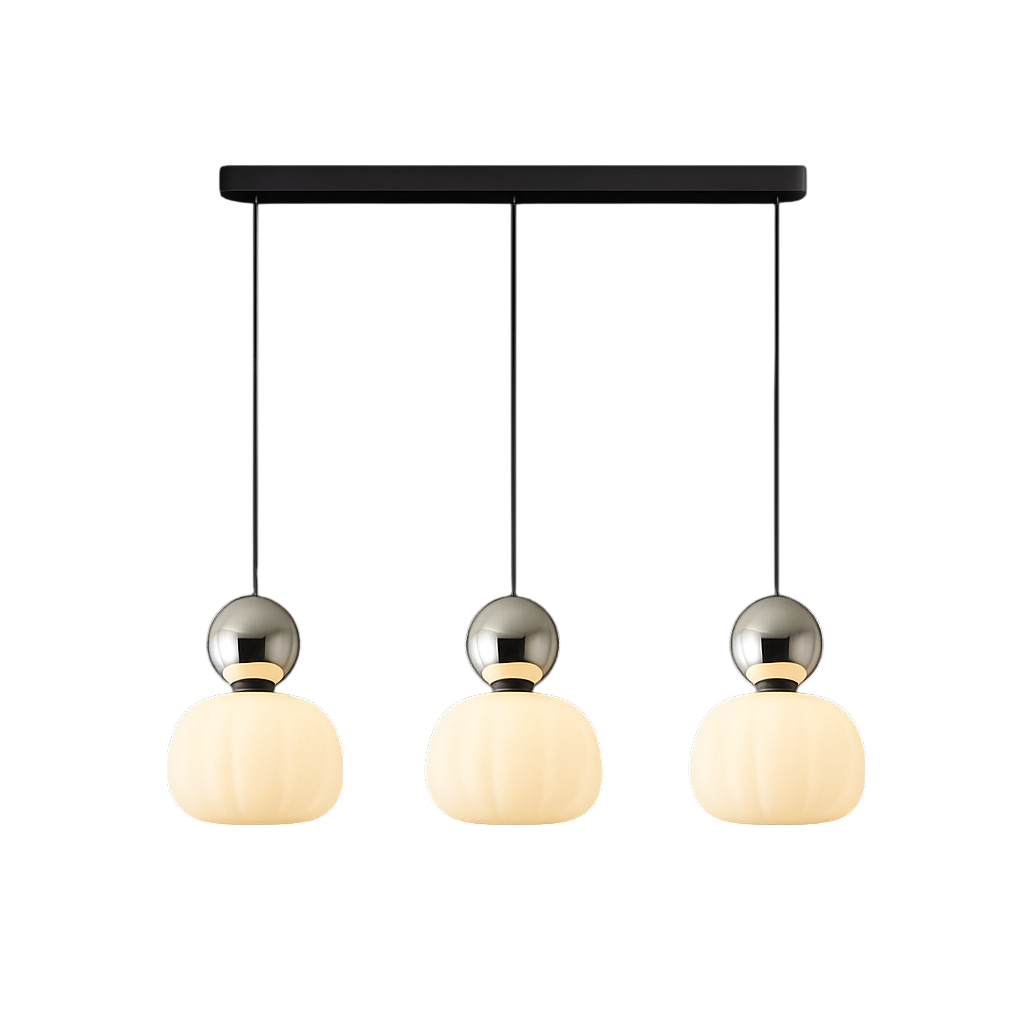 Opal glazen pendantlamp met gekleurde bolkap