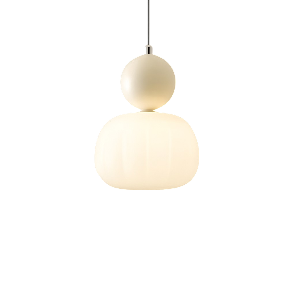Opal glazen pendantlamp met gekleurde bolkap