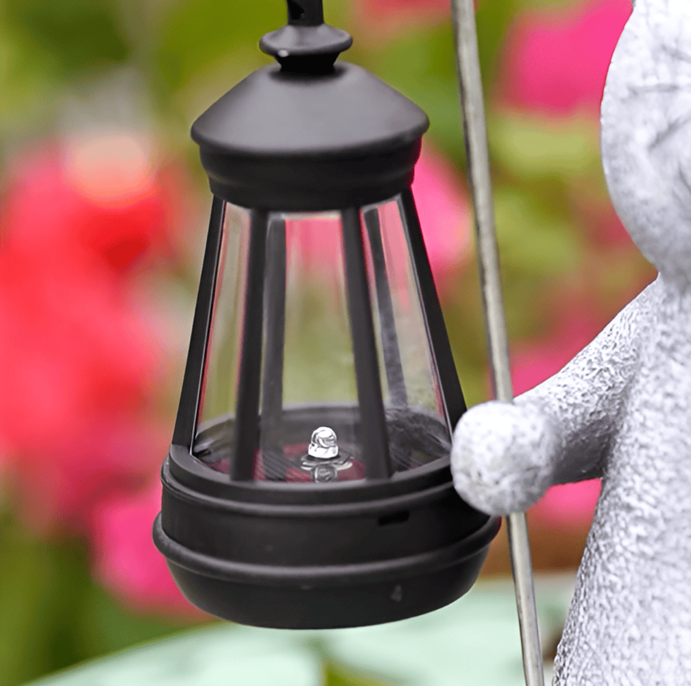 Cat Garden Statue with Solar Lantern Outdoor Decorative Light