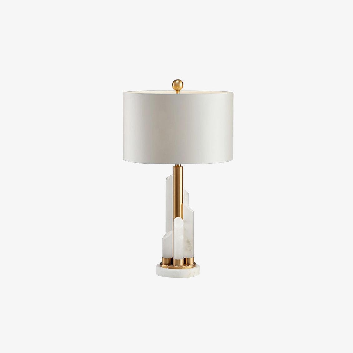 Alabaster Table Lamp with Cylindrical Fabric Shade