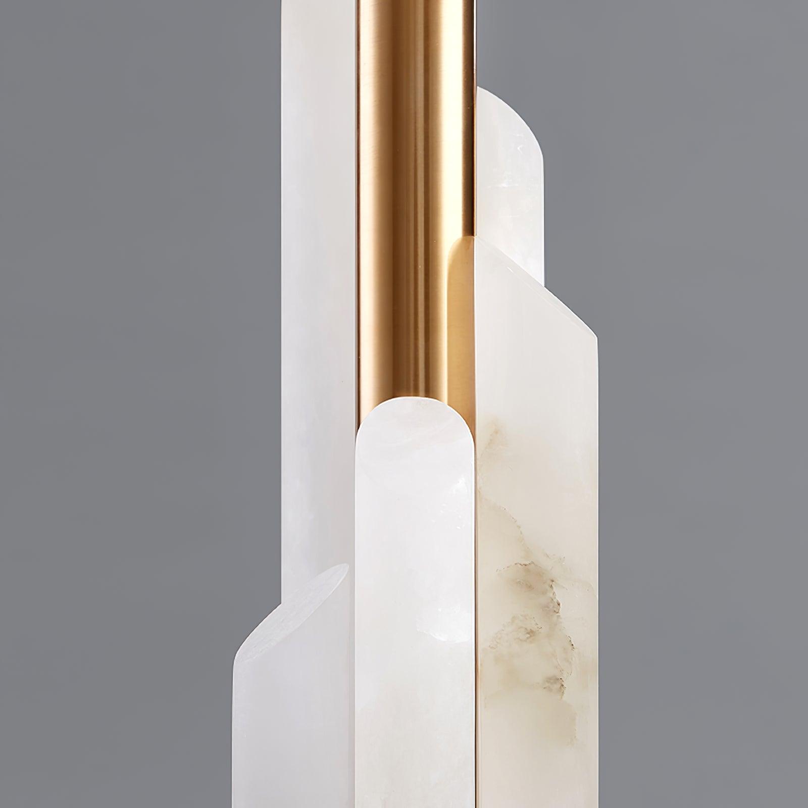 Alabaster Table Lamp with Cylindrical Fabric Shade