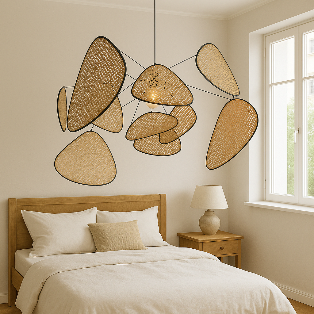 Organic Rattan Sculpture Pendant Light