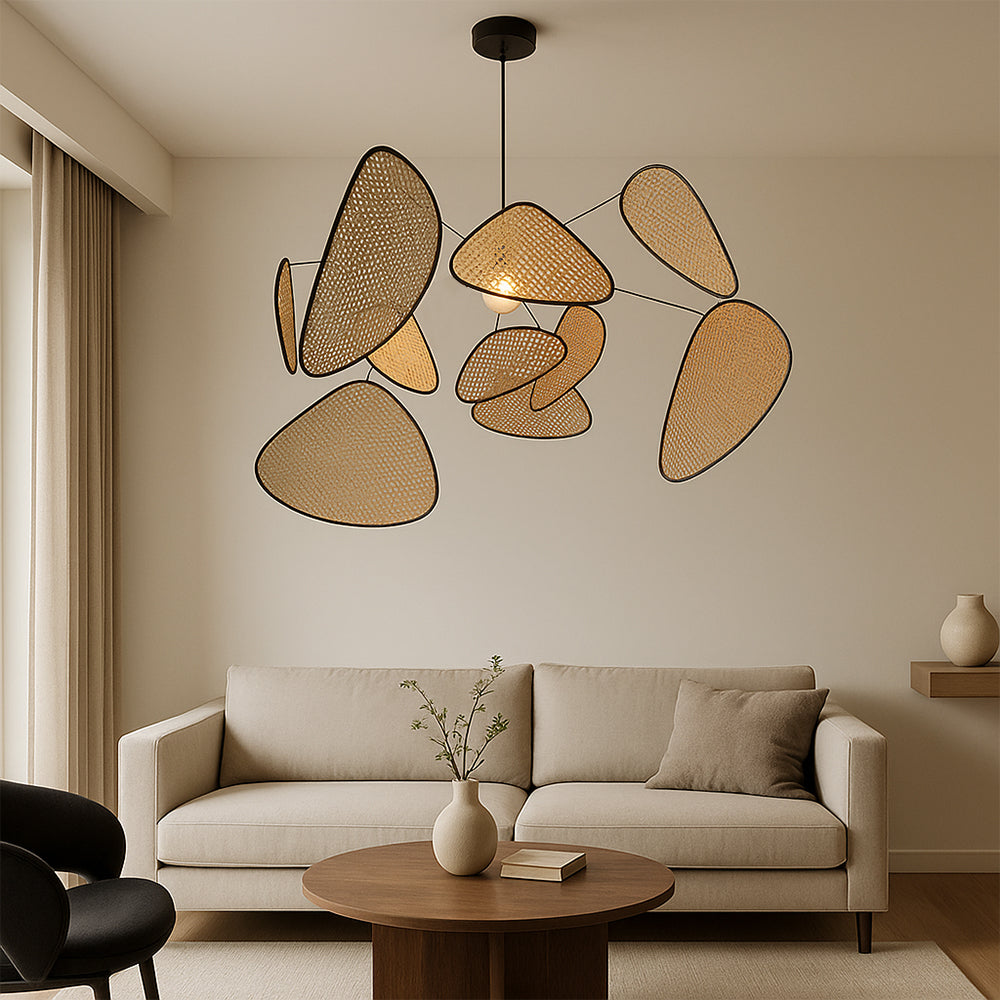 Organic Rattan Sculpture Pendant Light