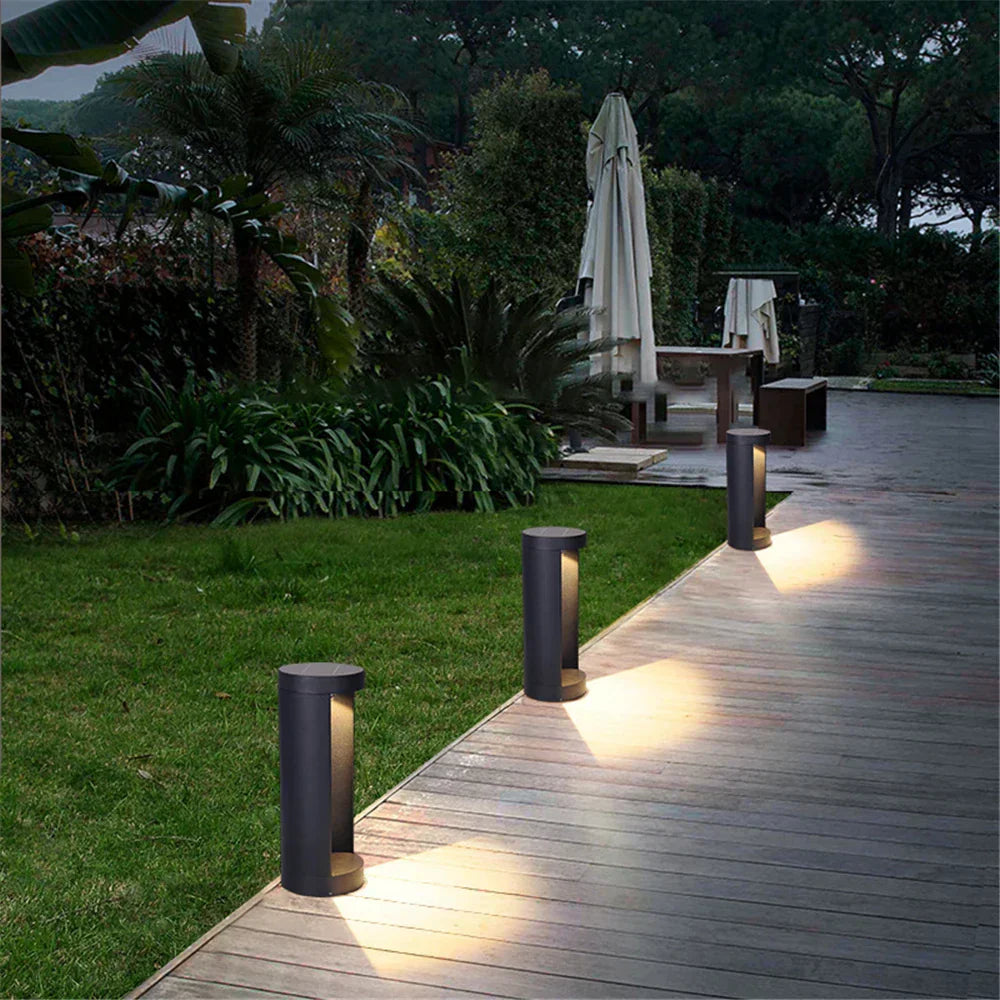 Black Outdoor LED Bollard Light for Garden Path Lighting