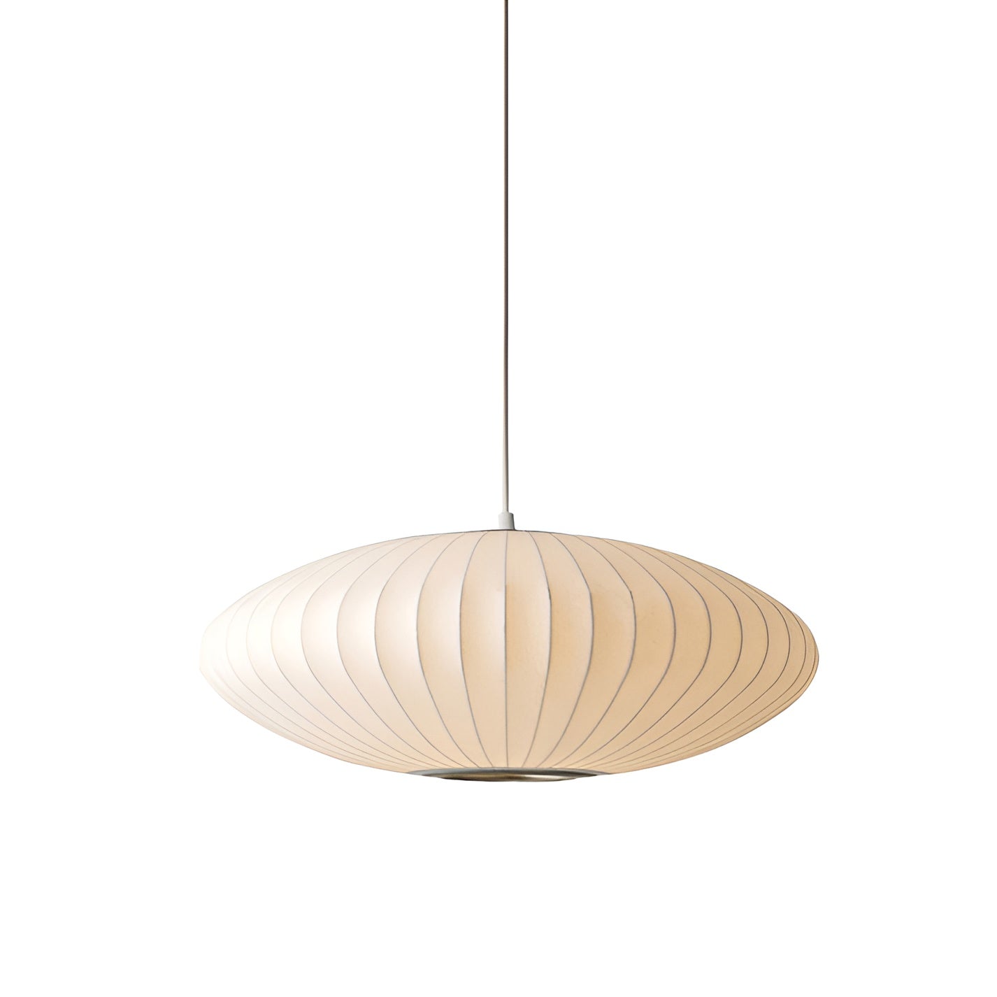 Oval pendant light with vertical lined shade
