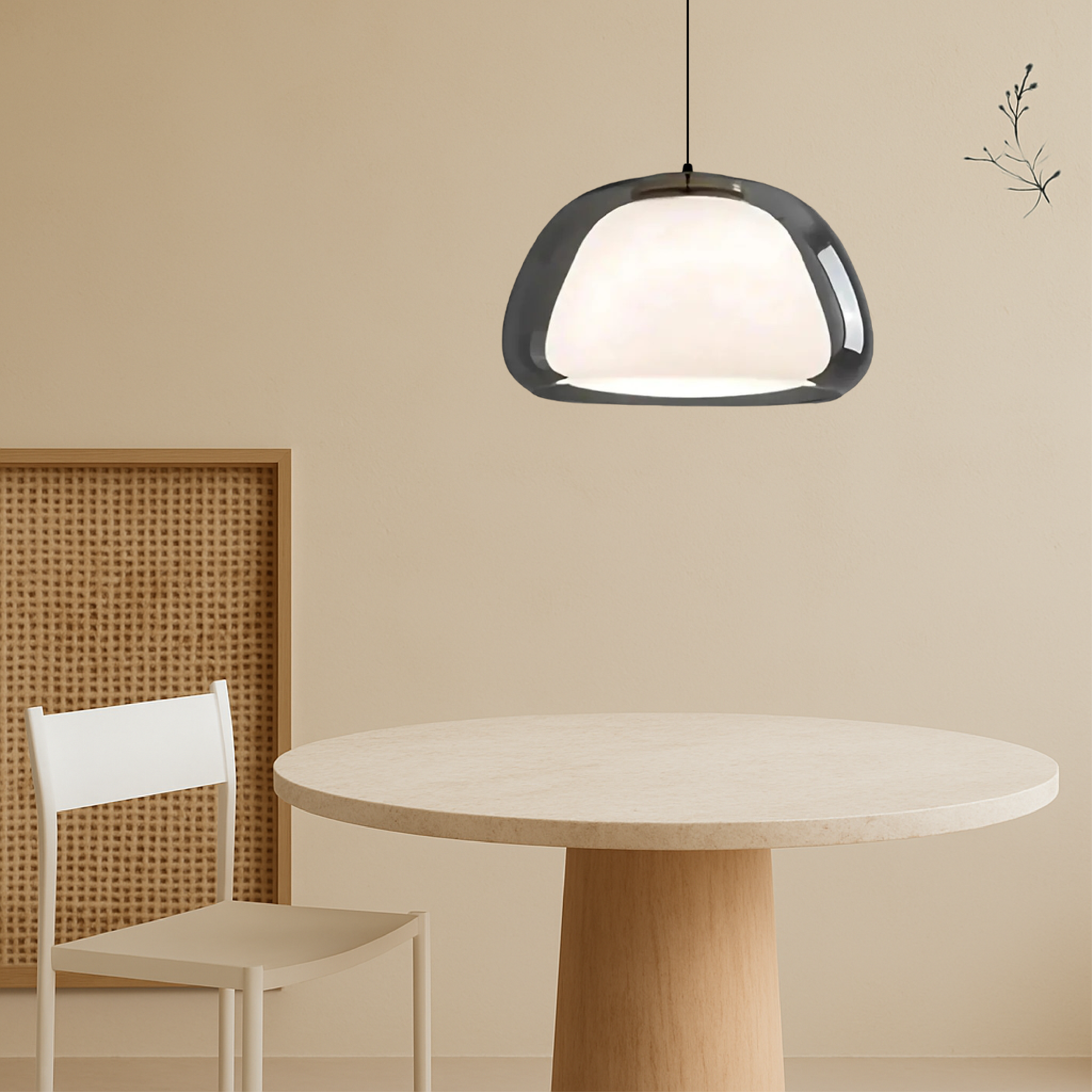 Pendant lamp with double glass jelly shaped shade