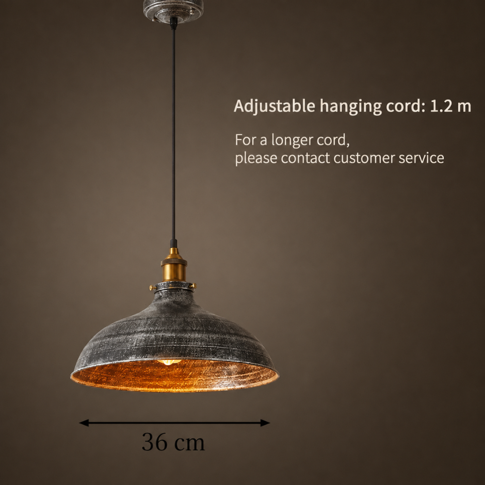 Suspension industrielle en métal gris style vintage