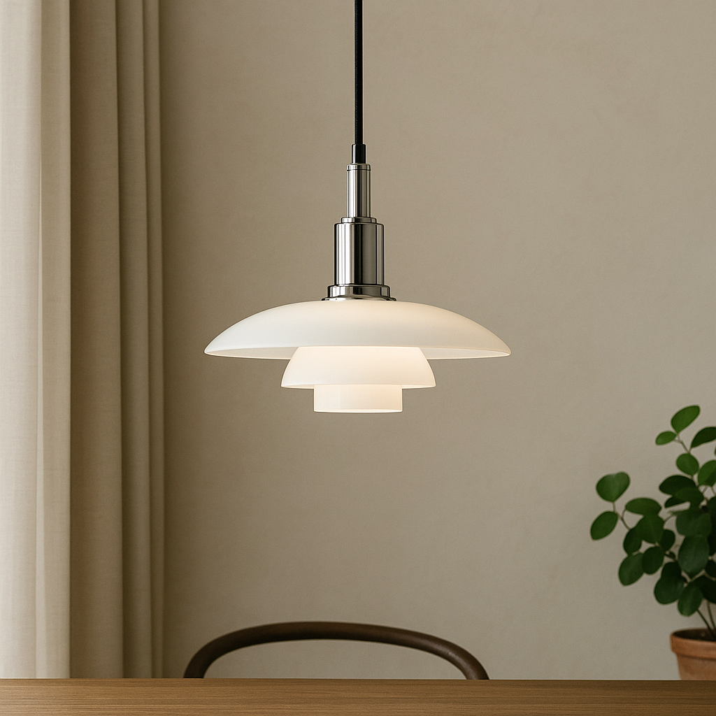 Pendant light with layered opal glass shade