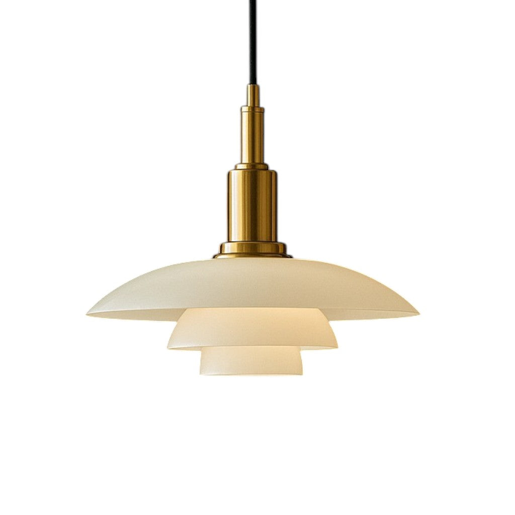 Pendantlamp met gelaagde opal glazen kap