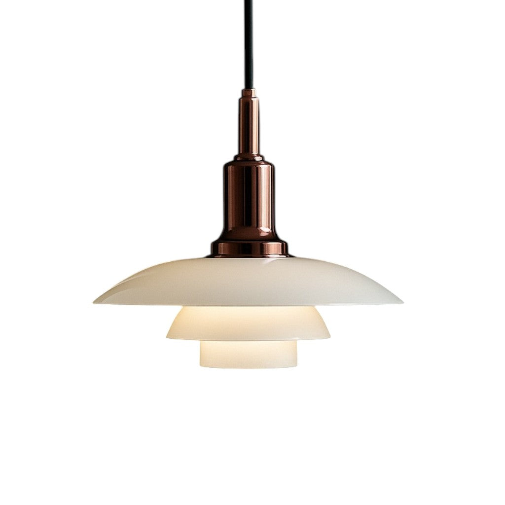 Pendantlamp met gelaagde opal glazen kap