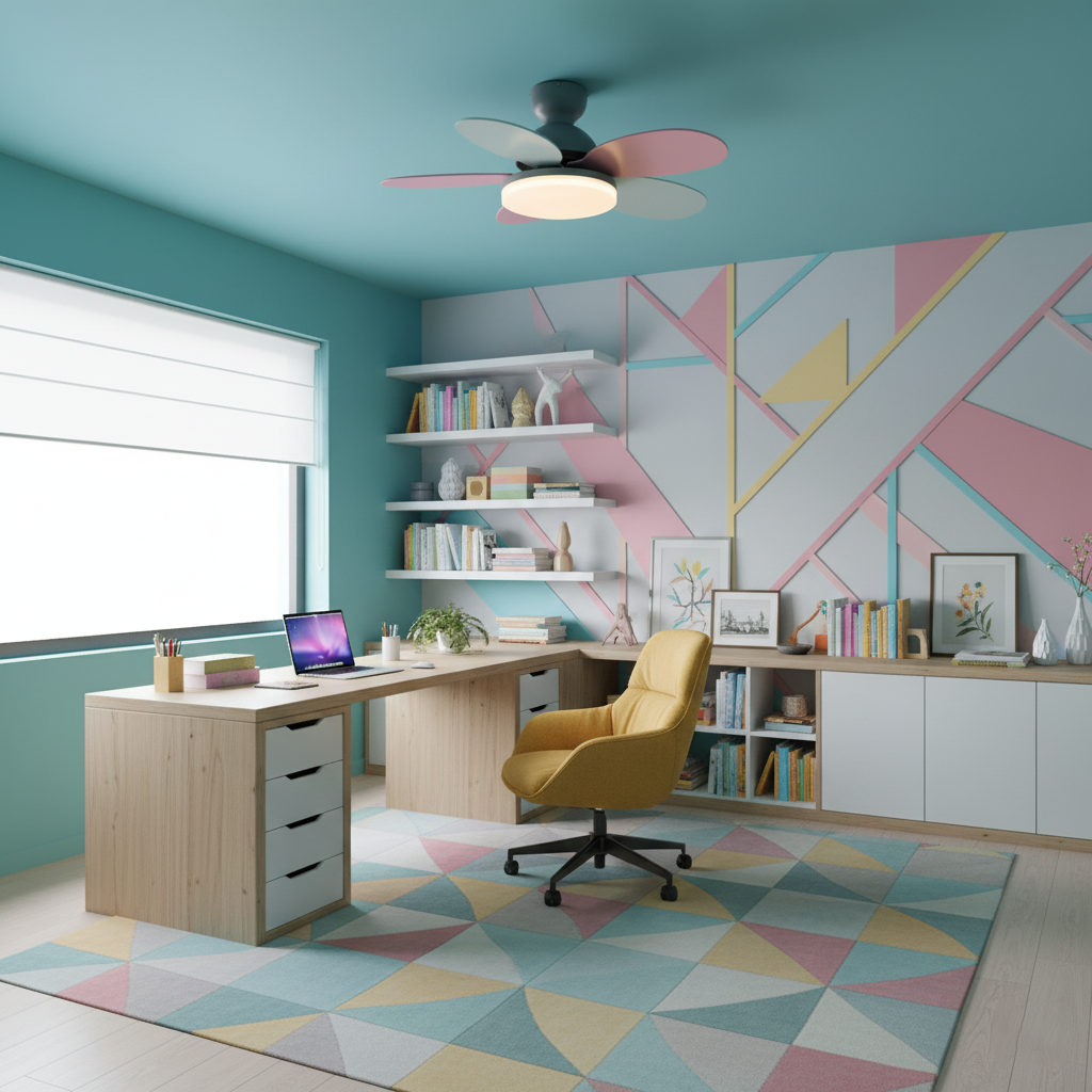 Modern Ceiling Fan LED Light with Multicolour Blades