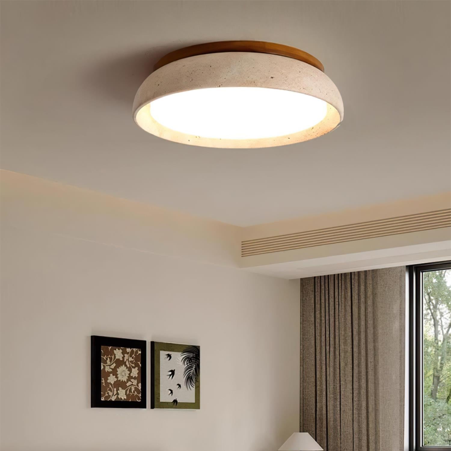 Travertine Stone Flush Mount Ceiling Light